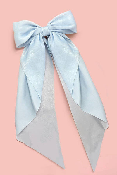Blue Sheer Bow Ribbon Hair Clip