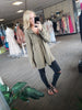 Olive Casual Hooded Waffle Button Up Top S-3XL