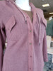 Mauve Casual Hooded Waffle Button Up Top S-3XL