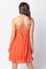 Orange Lattice Back Mini Dress