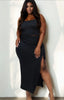 Black Crop Top & Ruched Midi Skirt Set S-3XL