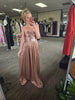 Mocha/Gold Metallic Fabric Shirring Tube Maxi Dress