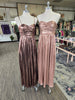 Mocha/Gold Metallic Fabric Shirring Tube Maxi Dress