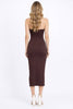 Brown Strapless Bodycon Midi Dress