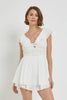 White Tie Back Ruffle Romper