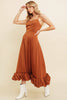 Rust Puff Bottom Midi Dress