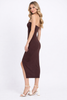 Brown Strapless Bodycon Midi Dress