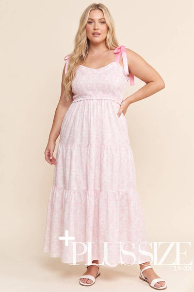 Plus Pink Floral Maxi Dress