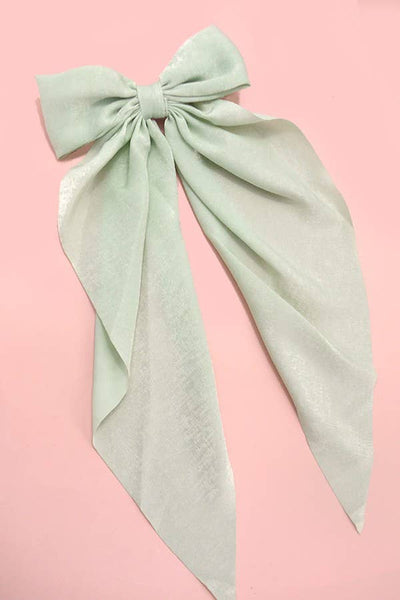Mint Sheer Bow Ribbon Hair Clip