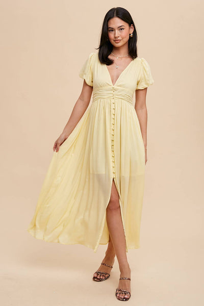Lemon Yellow Button Down Dress