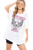 White Free Bird Oversized Distressed Tee