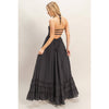 Black Smocked Halter Maxi Dress