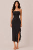 Black Strapless Mesh Midi Dress