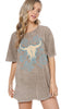 PUFF' Longhorn Graphic Washed Boyfriend Tee