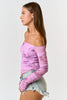 Mauve Floral Off Shoulder Mesh Top