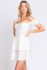 White Off Shoulder Ruffled Mini Dress