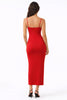 Red Basic Maxi Slit Dress