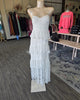 White Lace Tiered Ruffle High Slit Maxi Dress
