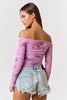 Mauve Floral Off Shoulder Mesh Top