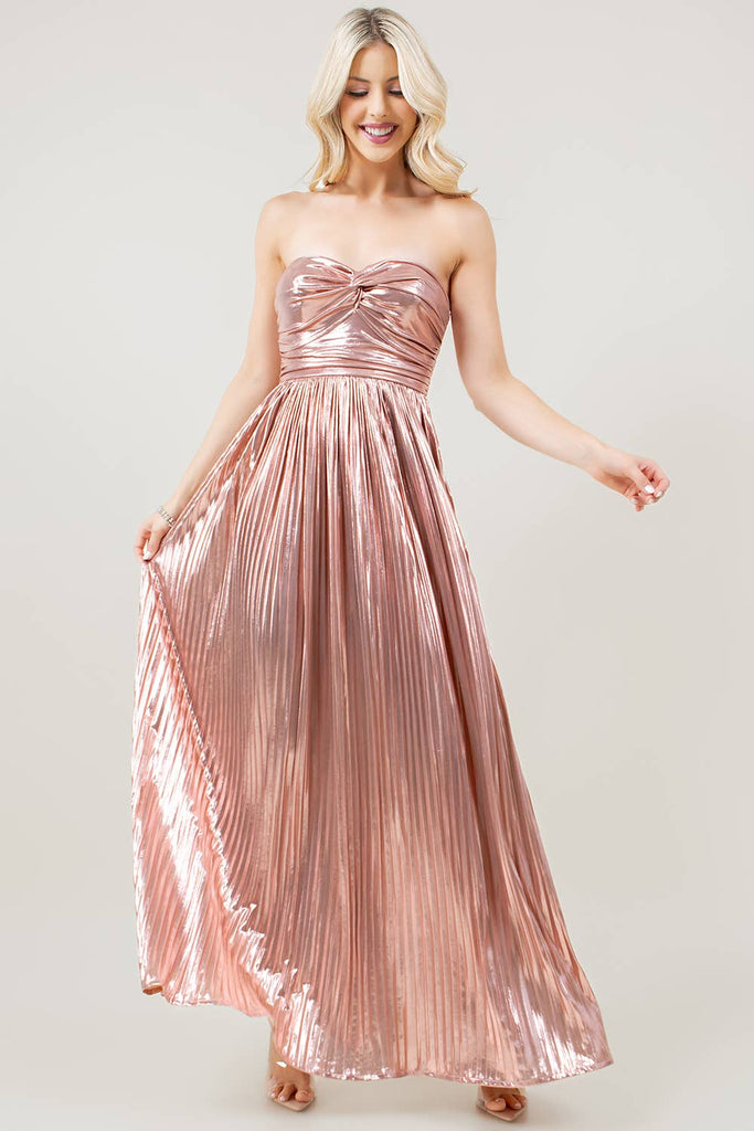 Mocha/Gold Metallic Fabric Shirring Tube Maxi Dress Best Dressed Boutique Mocha/Gold Metallic Fabric Shirring Tube Maxi Dress Best Dressed Boutique