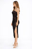 Black Mesh Ruched Midi Dress