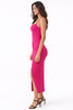 Hot Pink Basic Maxi Slit Dress