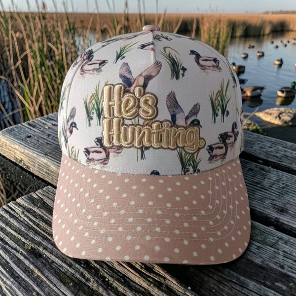 "He's Hunting" Duck Print Cap