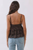 Dark Brown Tiered Lace Babydoll Cami Top
