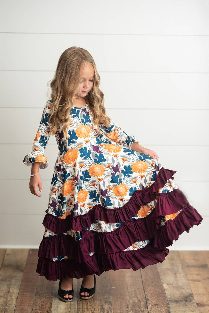 Kids Mustard & Plum Long Sleeve Winter Ruffles Dress Best Dressed Boutique Kids Mustard & Plum Long Sleeve Winter Ruffles Dress Best Dressed Boutique