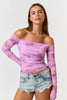 Mauve Floral Off Shoulder Mesh Top