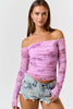 Mauve Floral Off Shoulder Mesh Top