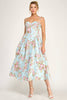 Lt Blue Floral A-Line Midi Dress