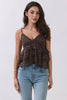 Dark Brown Tiered Lace Babydoll Cami Top