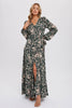 Hunter Green Floral Print Wrap Maxi Dress