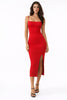 Red Basic Maxi Slit Dress