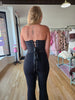 Black Rhinestone Lace Up Corset