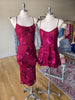 Wine Mesh Floral Embroidery Midi Dress