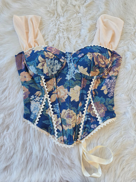 Blue Floral Corset Top