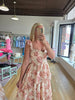 Rose Floral Tiered Midi Dress