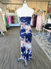 Navy Multi Tube Ruching Maxi Dress