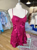 Wine Mesh Floral Embroidery Mini Dress