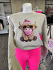 Faux Yarn Cow Bubble Sand Sweatshirt