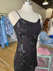Black Mesh Floral Embroidery Midi Dress