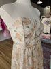 Light Khaki Floral Strapless Corset Midi Dress