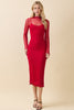 Red Midi Sheer Mock W/Slip Dress