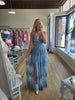 Dusty Blue Lace Maxi Dress with Cut Out