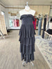 Black Tiered Strapless Ruffle Dress