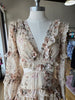 Taupe Floral Cutout Midi Dress