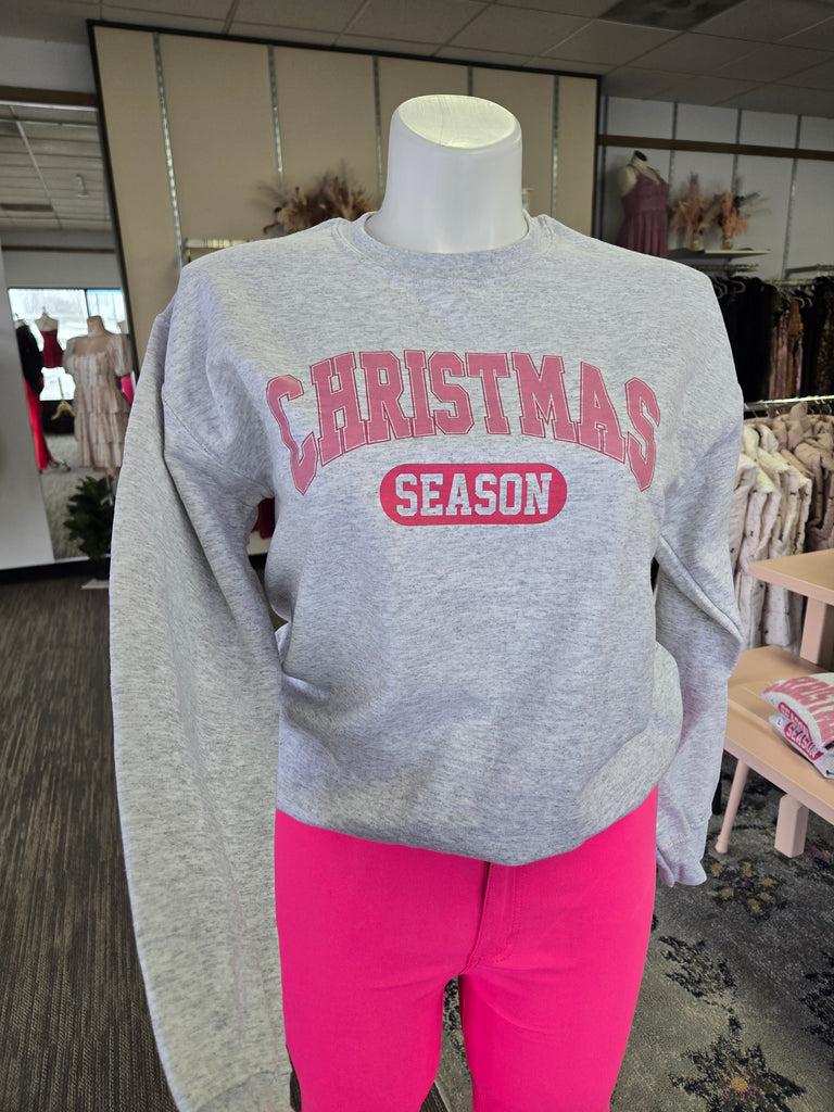 Pink Christmas Season Gray Sweatshirt