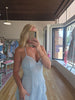 Light Blue Clear Sequin Lace Midi Dress